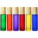 10 Pcs Frosted Glass Essential Oil Roll-On Bottles - 10ml Refillable Perfume Vials with Stainless Steel Balls & Wood Grain Caps - Purple Travel Massage Rollers - Buy Online on GoSupps.com
