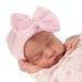 Clysburtuony Newborn Handmade Hat Knitted Crochet Cap for Babies (0-3 Months) Infants' Big Bow Headwrap One Size Pink