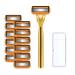 Coserori 6-layer classic razor set stainless steel blade manual safety razor reusable blade non-slip silicone layer
