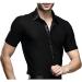 Hao Run Men Dance Shirt Ballroom Modern Salsa Samba Smooth Latin Short Sleeve Tango Black US L/Asia XXL: bust: 106-108cm/41.8-41.7 inches
