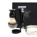 Shaving Set for Men Silver Tip Shaving Brush Hair with Metallic Handle Stainless Steel Shaving Bowl and Razor and Brush Stand