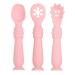 Vicloon Baby Fork and Spoon Set 3Pcs Silicone Spoon Baby Weaning Spoon Set Self Feeding Utensil Easy Grip Toddler Cutlery Kit Soft Baby Spoon for Infant Toddler Children First Led Training Weaning Pink