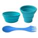 Ecoart Silicone Collapsible Bowl Cup Set with Spork for Outdoor Camping Hiking Travel - Set of 3