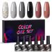6Pcs Gel Nail Polish Set Gel Polish Glitter Kit for Manicure Nail Design Art Semi Permanent Varnish Hybrid Base Top Coat - (Color: MJ-6907)
