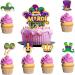 WRBAJIS Mardi Gras Cupcake Toppers Masquerade Mask Clown Cake Toppers for Dessert Birthday Cake Decorations Carnival Party Supplies Purple Green Gold 16pcs