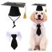 Pet Graduation Caps with Bow Tie Necktie Collar Dog Graduation Hats Accessory Costume for Dogs Cats Hat+Necktie