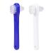 Exceart 2 pieces double prosthesis cleaning toothbrush durable plastic prosthesis toothbrush portable double dentive toothbrush large head prosthesis cleaning toothbrush (white+
