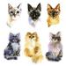 Waterproof Temporary Yellow Grey Cat Tattoo Stickers Set of 2 Watercolor Design - Buy Online on GoSupps.com