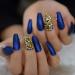 Stylish Hujl Artificial Nails - Punk Gold & Blue Diamond Design | Extra Long Matte Coffin Shape for Stunning Nail Art - Buy Online on GoSupps.com