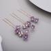 Bridal Rhinestone Flower Hair Comb Set - Purple Wedding Hairpieces for Bride and Bridesmaid (4pcs) - Buy Online on GoSupps.com