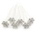 Bridal/Wedding/Prom/Party Set Of 6 Clear Austrian Crystal Daisy Flower Hair Pins In Silver Tone