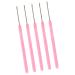 MagiDeal 5 Hair Extension Hook Needles Set for Hair Extensions Microring Real Hair Strands Crochet Hook Pink