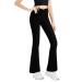 Girls' Leggings Cross Flare Pants Black High Waist Soft Stretchy Full Length Yoga Bootcut Pants for Kids Teens Dance Black 11-12 Years