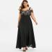 Plus Size Wedding Guest Dress | Cold Shoulder Lace Long Formal Dress - Black, XL - Buy Online on GoSupps.com
