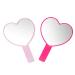 TOPYHL 2PCS Heart-Shaped Makeup Hand Mirror Travel Handheld Mirror Portable Personal Cosmetic Mirror with Handle (Pink and Rose red)