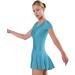 speerise Womens Short Sleeve Skirted Leotard with Built-in Panty, Adult Ballet Dance Scoop Neck Unitard for Gymnastic XX-Large Turquoise