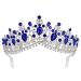Royal Rhinestone Crystal Queen Tiara Headband Wedding Pageant Birthday Party Crowns Princess Headpieces for Women Girls Silver Blue