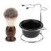 Bathroom Men Shaving Brush + Stainless Steel Holder Mug Bowl Set Kit
