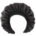 Qianmome Women Big Size Beauty Print Satin Silk Bonnet Sleep Night Cap Head Cover Bonnet Hat for Curly Springy Hair Tjm-405a-black