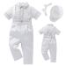 Booulfi Baby Boy's 5 Pcs Set Christening Baptism Outfits Long Sleeve Suit 6-9 Months White-219