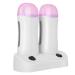 Roll on wax device wax warmer for waxing cartridges wax warmers with a base for depilation of legs and body for hair removal at home (double -head purple)