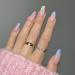Sethexy flower almond false nails spring French nails to stick on 24pcs acrylic art press on nails for women and girls blue flower