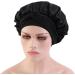 Satin Hair Bonnet for Women - Black Silk Shower Cap for Sleeping & Curly Hair Protection - Buy Online on GoSupps.com