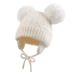 XIAOHAWANG Warm Kids Beanie Winter Knitted Baby Hat for Boys Girls Infant Toddler Toque with Pompom 0-6 Months White Pompom