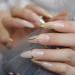 Luxury HUJL Artificial Long Fake Nails - Gold Color & Line Decoration | Designer Nail Polish for Stunning Manicure - Buy Online on GoSupps.com