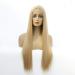 Hairpieces Silky Long Straight Hair Lace Front WIG Natural Gold Heat Resistant Fiber Synthetic Hair with middle Paring for Ladies Daily Halloween Party 14in