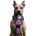 No pull dog harness adjustable breathable reflectively soft padded dog dishes breast dishes for dogs (pink l) l pink