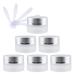 Zeoabsy 6 pieces empty matt transparent glass cream cans 5ml with matt silver lid clear glass screw lid glass handle screw box glass dose of ointment puts cosmetics can for gels creams + 6x spatula