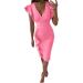 Briskorry V-neck flowers case creeping business dress dresses women summer elegant bustier festival dresses sexy ruffled hems.