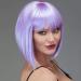 Bob Short Purple Wigs for Women with Bangs Colored Lavender Silky Straight Heat Resistant Synthetic Colorful Hair Costume Cosplay Party Halloween or Daily Use Wig 12" (Light purple)