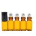 Erioctry 24 pieces 5 ml refillable brown las scooter container with stainless steel scooter balls and black caps for essential oils aromatherapy perfumes LipGloss-balm