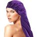 Shop Ladaypoa Long Satin Hair Hood - 2 Piece Silky Sleeping Cap for Curly Hair Protection | Extra Big Size Black & Purple - Buy Online on GoSupps.com