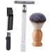 Beavorty Manual Razor Set for Men - Classic Wet Shaving Razor & Cleaning Brush | Silver Body Trimmer & Hair Razor (2 pcs 10.3x4cm) - Buy Online on GoSupps.com