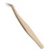 SGNEKOO Eyelash Extension Tweezers Set Tiny Matting Slanted Excellent Precision Tweezers Kit for Volume & Individual False Lashes Extensions with Storage Case Golden (Volume Tweezers/MS015-4)