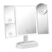 Glam Hobby Makeup Vanity Mirror with Lights  Trifold Mirror with Touch Screen Dimming - 1x 5X 7X Magnification  with Detachable 10X Magnification  Portable Cosmetic Lighted Makeup Mirror (White)