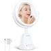 Lighted Makeup Vanity Mirror with 3 Colors  6.5 Double Sided 1x/10x Magnifying Mirror with Lights  Adjustable Brightness&Standing Height  360 Degree Rotation Touch Sensor AC Adapter Powered