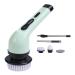 HiXip Electric Scrubber for Cleaning Handheld - Powerful Scrubbers for Cleaning Bathroom with 3 Brush Heads Household Cleaning Tools for Toilets Sinks Cleaning Supplies Green