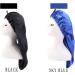 Ladaypoa Long Satin Hair Hood - 2 Pieces Women's Extra Large Silky Sleeping Cap - Black & Blue | Ideal for Hair Protection & Overnight Comfort - Buy Online on GoSupps.com