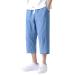 CEWIFO pants men 56 For men light loose 3/4 shorts cord strain elastic waist wide leg casual beach yoga pants field pants pants men Bermuda shorts men cotton summer A1-blue xxl