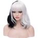 Beron 35.6 cm Black & White Wavy Wig | Stylish Pony Bob for Women | Includes Wig Cap - Buy Online on GoSupps.com