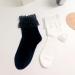 Akamas Women's Ruffle Socks - Black & White Cotton Ankle Socks Princess Style Gift Idea for Girls (Size 35-41) - Buy Online on GoSupps.com