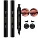 BINGBRUSH Double-sided Liquid Stamp Eyeliner Pen  Face Stamps Makeup Extremely Black Waterproof Slim Gel Felt Tip High Black Pigment Liquid Eyeliner & Seal (Thin Left Right Wing black Stamp)