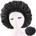 2PCS Satin Silk Extra Large Bonnet Sleep Cap Set for Black Women - Wine Red & Black - Buy Online on GoSupps.com