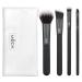MODA Royal & Langnickel Pro Full Size Everyday 5pc Makeup Brush Set with Pouch Includes - Multi-Purpose Powder Angle Foundation Domed Shadow and Angle Eyeliner Brushes Black