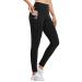 BALEAF Women's Fleece Lined Water Resistant Legging High Waisted Thermal Winter Hiking Running Pants Pockets Medium Black