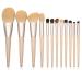 12 Wooden Handle Makeup Brush Set Powder Brush Shadow Eyebrow Brush Makeup Tool Yellow